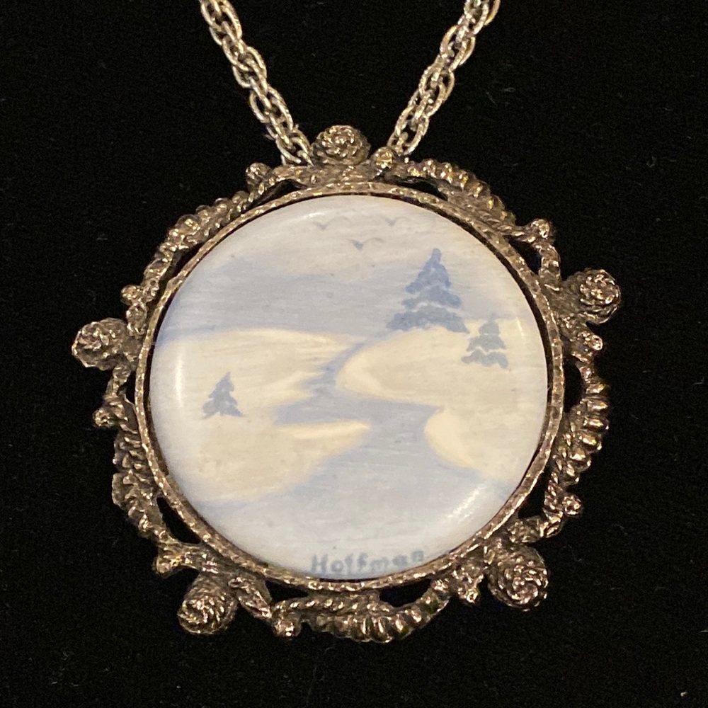 Hoffman Signed Porcelain Necklace / Pendant